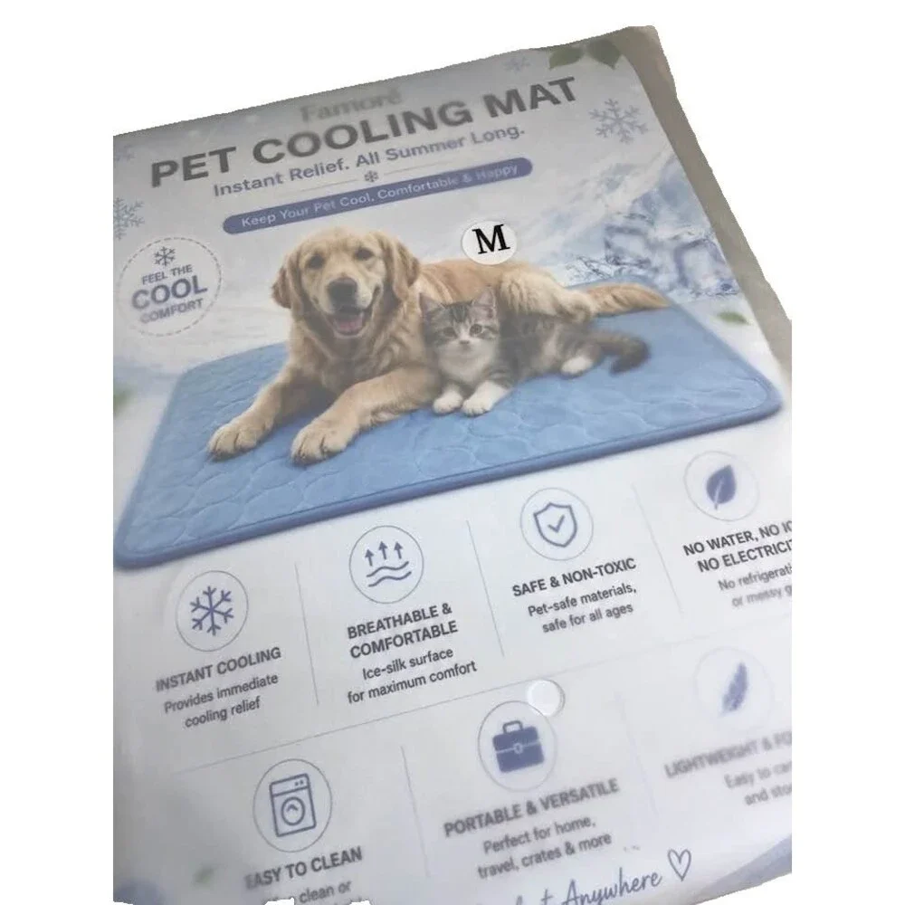Famore Pet Cooling Mat Instant Relief Dog Cat Medium Comfort Summer Ice Pad NEW